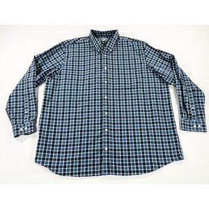 Duluth Trading Co. Wrinkle Fighter Blue Plaid Button Down Shirt Men's 3XL Tall